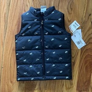 Nike Kids Black and White Logo Puffer Vest